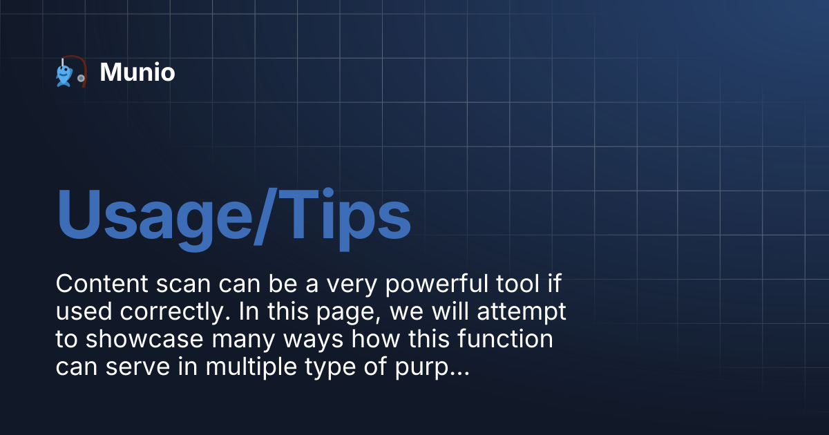 Usage/Tips | Munio